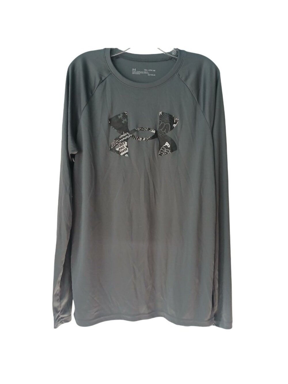 Under Armour Youth YXL Long Sleeve Loose Fit HeatGear Shirt Gray Polyester #D-24